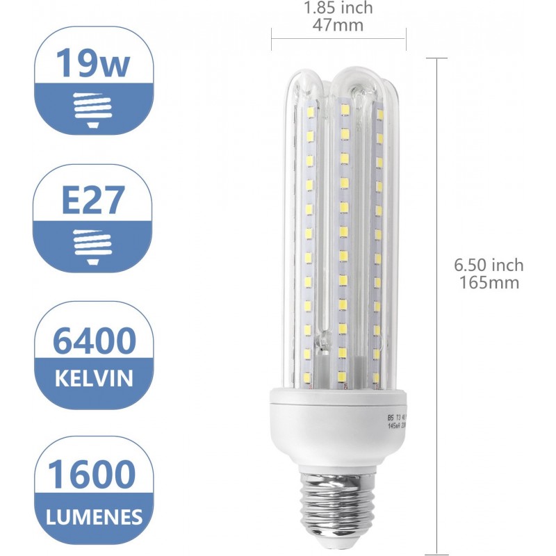 25,95 € Free Shipping | 5 units box LED light bulb 19W E27 Ø 4 cm