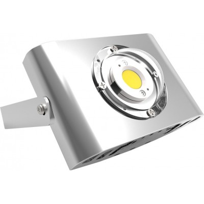Foco proyector exterior 10W 4000K Luz neutra. 13×8 cm. Aluminio y Policarbonato. Color plata