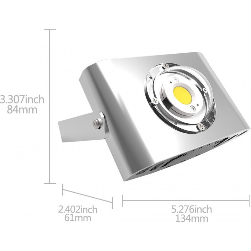 4,95 € Free Shipping | Flood and spotlight 10W 4000K Neutral light. 13×8 cm. Aluminum and Polycarbonate. Silver Color