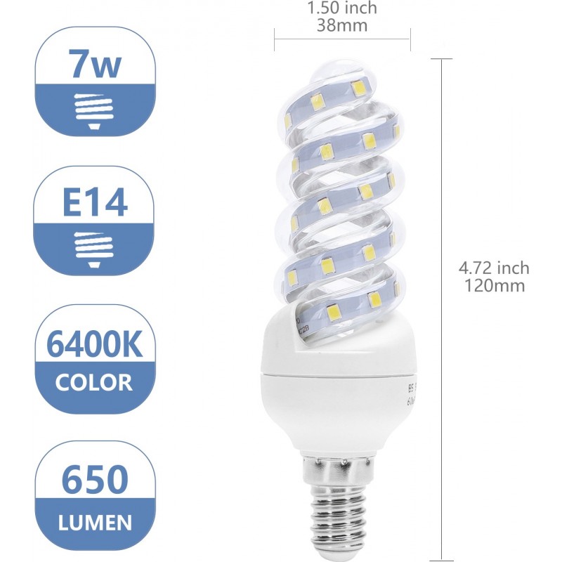 15,95 € Free Shipping | 5 units box LED light bulb 7W E14 LED 12 cm. LED spiral