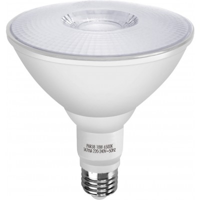 5 Einheiten Box LED-Glühbirne 18W E27 6500K Kaltes Licht. 14×12 cm. PAR38 COB-Scheinwerfer Aluminium und Polycarbonat. Weiß Farbe