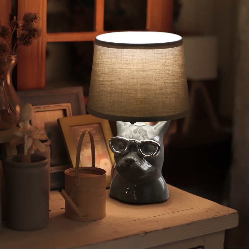 13,95 € Free Shipping | Table lamp 40W 29×18 cm. Ceramic. Gray Color