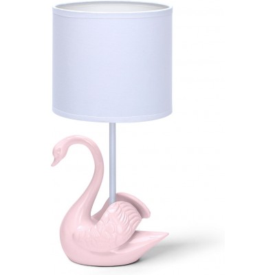 Lámpara de sobremesa 40W 37×16 cm. Cerámica. Color blanco y rosa