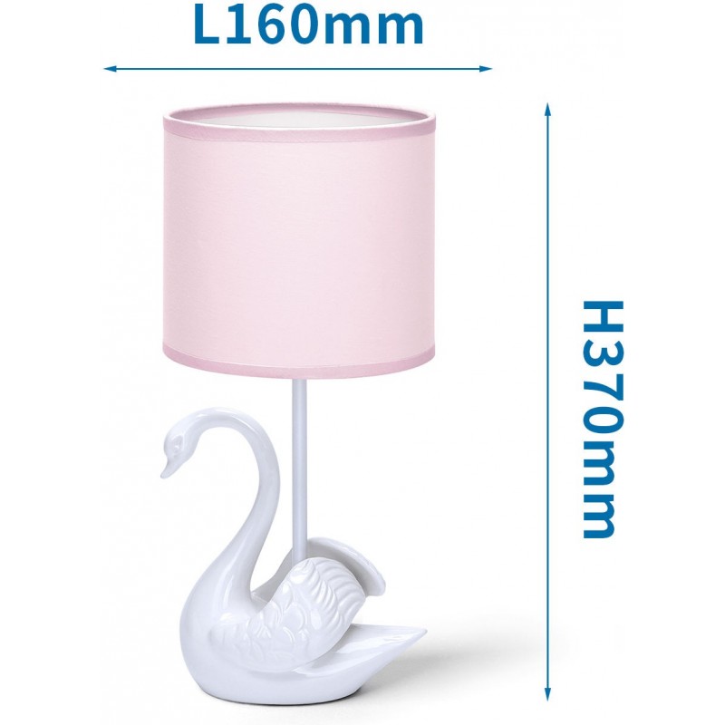 19,95 € Free Shipping | Table lamp 40W 37×16 cm. Ceramic. White and rose Color