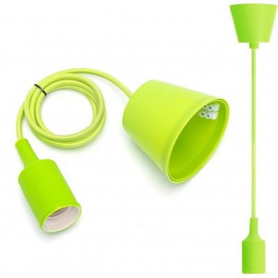 4,95 € Free Shipping | Hanging lamp 60W 100 cm. Hanging lamp holder. E27 socket. 1 meter pendulum and ceiling mount PMMA and Polycarbonate. Green Color