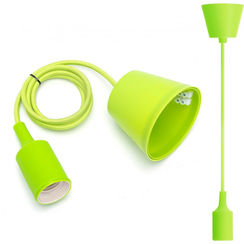 4,95 € Бесплатная доставка | Подвесной светильник 60W 100 cm. Подвесной держатель для лампы. розетка Е27. 1-метровый маятник и потолочное крепление ПММА и Поликарбонат. Зеленый Цвет