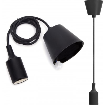 Lampe à suspension 60W 100 cm. Support de lampe suspendu. Douille E27. Pendule de 1 mètre et support de plafond PMMA et Polycarbonate. Couleur noir