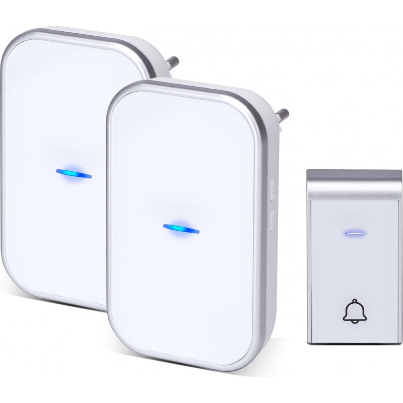 74,95 € Free Shipping | 5 units box Home appliance 0.6W Outdoor door bell. Wireless and waterproof. 36 Melodies. 2 Receivers and 1 Transmitter ABS and Acrylic. White and silver Color