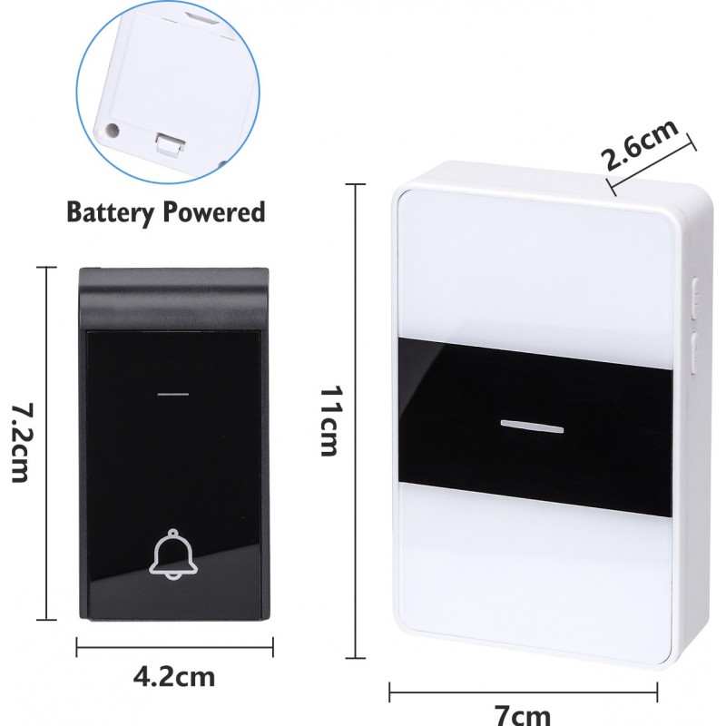 112,95 € Free Shipping | 8 units box Home appliance 0.3W Doorbell. Wireless and portable for outdoors. Waterproof. 36 Melodies. 2 Receivers and 1 Transmitter ABS and Acrylic. White and black Color