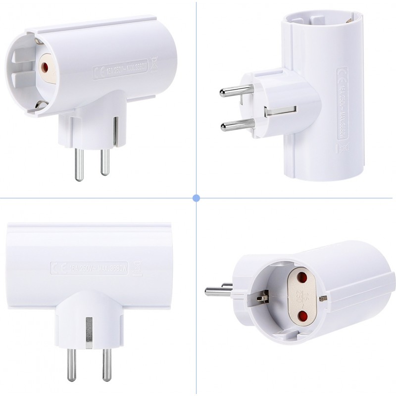 13,95 € Free Shipping | 5 units box Lighting fixtures 3680W Adapter with 2 multiple European plugs White Color