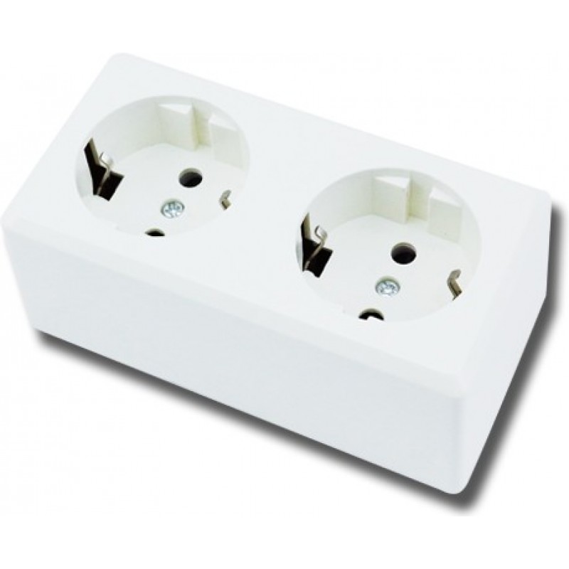 18,95 € Free Shipping | 5 units box Lighting fixtures 12×6 cm. 2 Plug Combination Power Outlet White Color