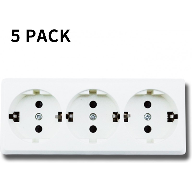 25,95 € Free Shipping | 5 units box Lighting fixtures 14×6 cm. 3 Plug Combination Power Outlet White Color
