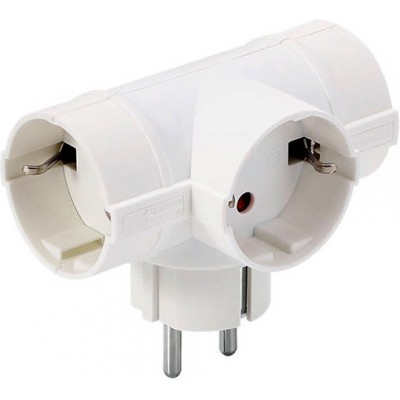 13,95 € Free Shipping | 5 units box Lighting fixtures 3680W European plug adapter with 3 sockets Pmma. White Color