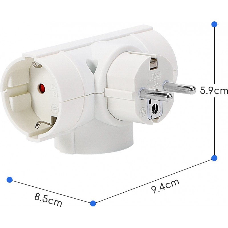 13,95 € Free Shipping | 5 units box Lighting fixtures 3680W European plug adapter with 3 sockets PMMA. White Color