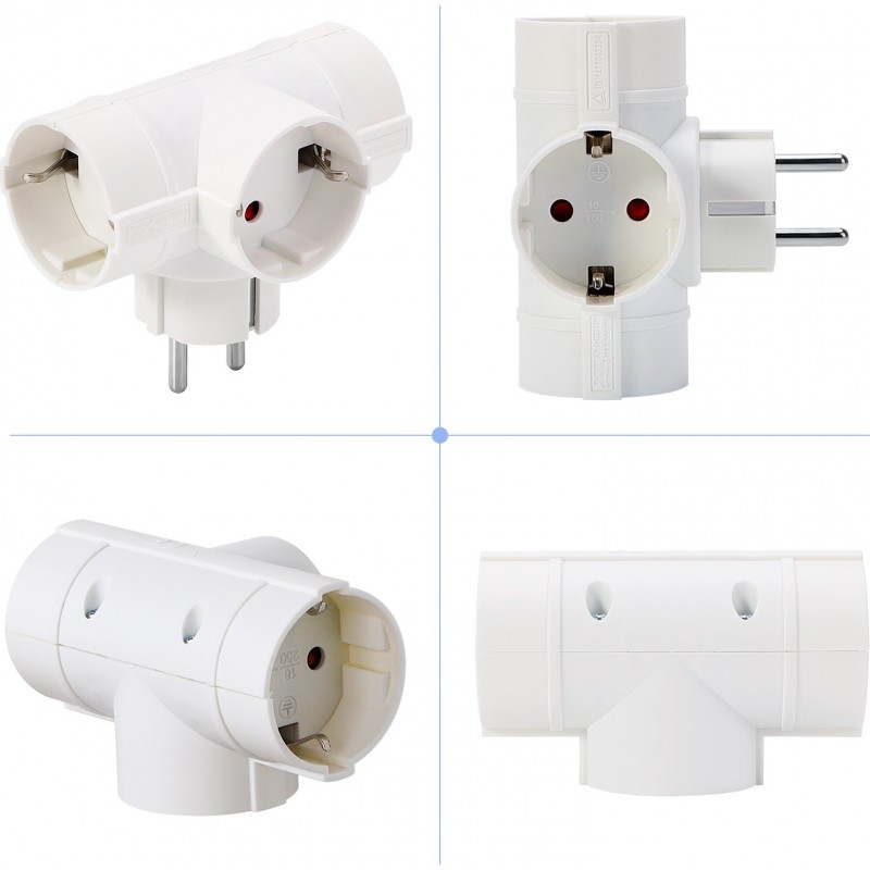 13,95 € Free Shipping | 5 units box Lighting fixtures 3680W European plug adapter with 3 sockets PMMA. White Color