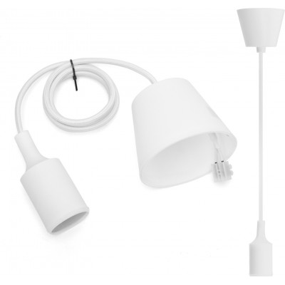 Lampe à suspension 60W 100 cm. Support de lampe suspendu. Douille E27. Pendule de 1 mètre et support de plafond PMMA et Polycarbonate. Couleur blanc