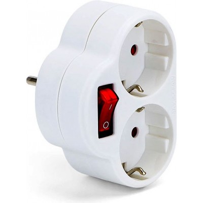 5 units box Lighting fixtures 3680W 9×8 cm. Adapter with 2 plug sockets and switch PMMA. White Color