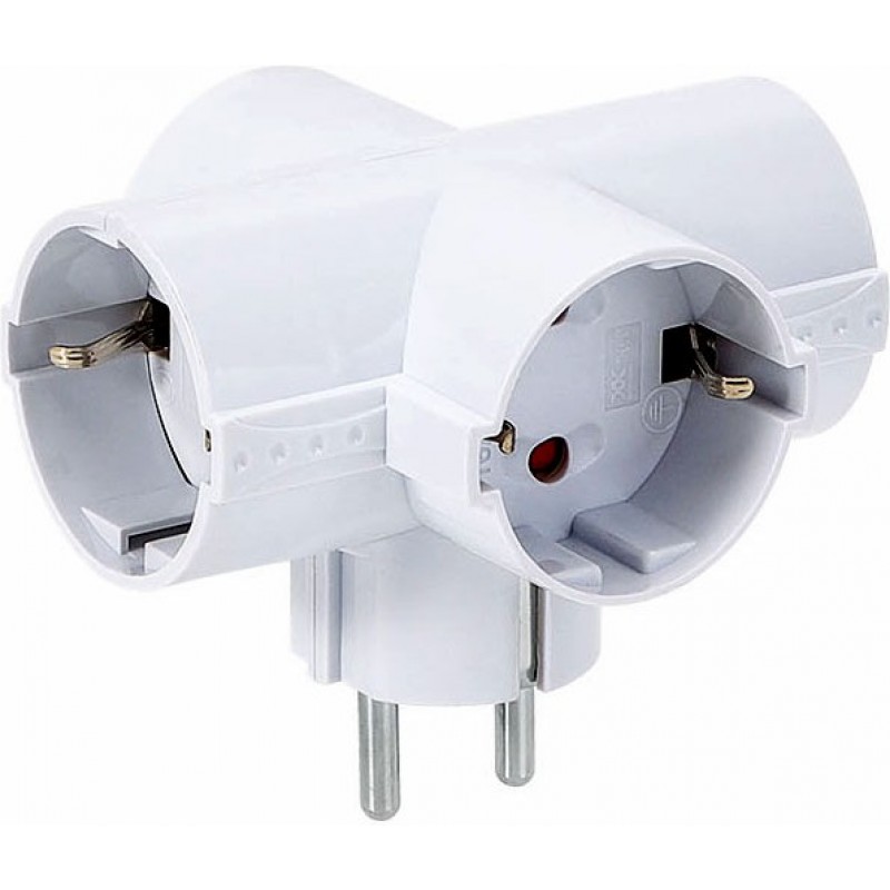 26,95 € Free Shipping | 6 units box Lighting fixtures 3680W 9×8 cm. European plug adapter with 4 sockets Polycarbonate. White Color