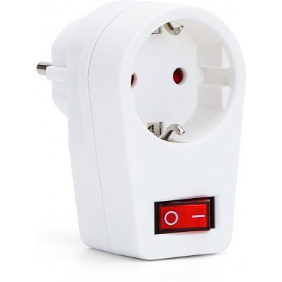 9,95 € Envio grátis | Caixa de 5 unidades Equipamentos de iluminação 3680W Adaptador de tomada europeu com interruptor PMMA. Cor branco