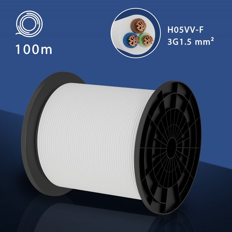 137,95 € Free Shipping | Lighting fixtures 10000 cm. Electrical cable hose 3x 1.5 mm. 100 meters White Color