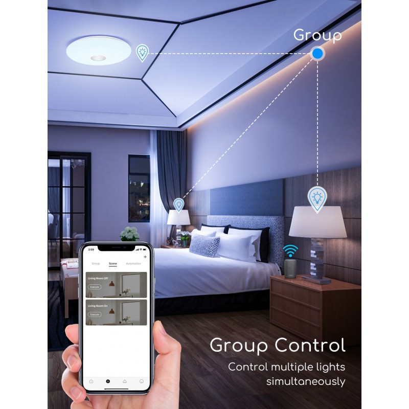 19,95 € Free Shipping | Indoor ceiling light 18W Round Shape Ø 34 cm. Smart LED ceiling light. Dimmable. Compatible with Alexa and Google Home Steel and PMMA. White Color