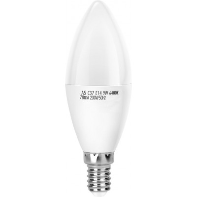 5 units box LED light bulb 9W E14 LED C37 Ø 3 cm. LED candle White Color
