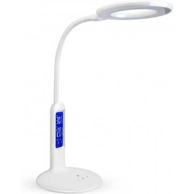34,95 € Free Shipping | Desk lamp 7W 28×16 cm. LED touch lamp. LCD screen. Calendar, temperature and alarm. 5 intensity levels. 2 lighting modes Polycarbonate. White Color