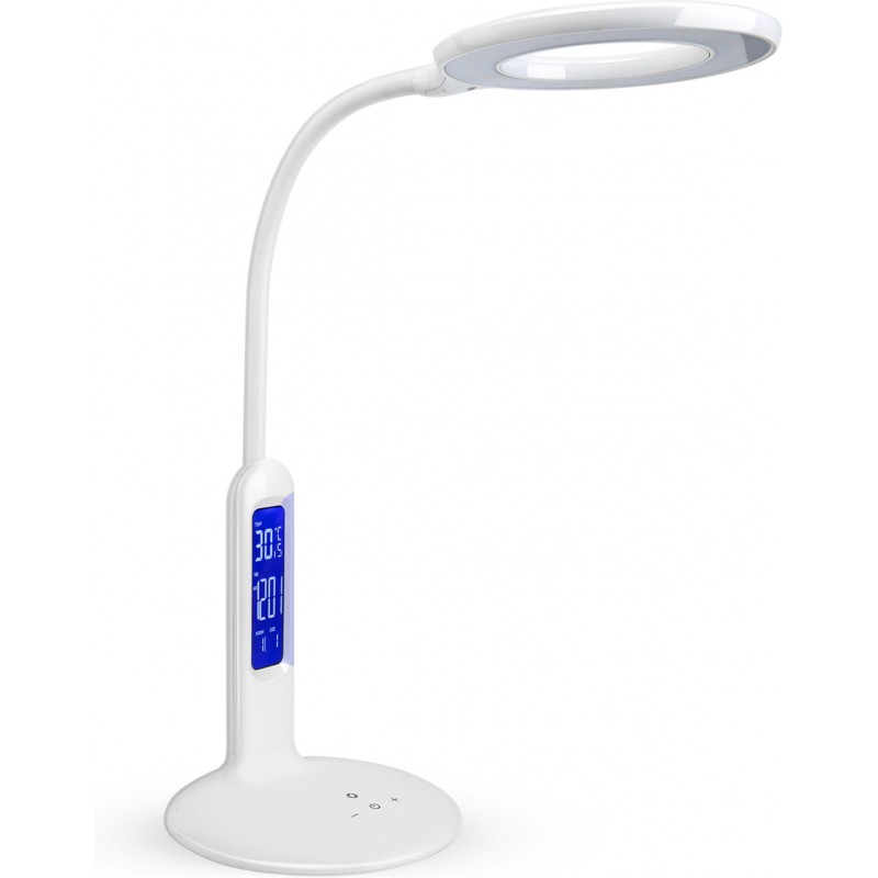 31,95 € Free Shipping | Desk lamp 7W 28×16 cm. LED touch lamp. LCD screen. Calendar, temperature and alarm. 5 intensity levels. 2 lighting modes Polycarbonate. White Color