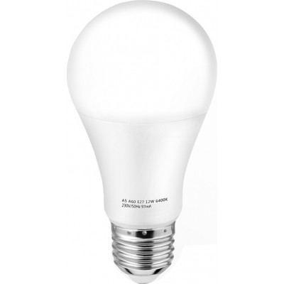 5 units box LED light bulb 12W E27 LED A60 Ø 6 cm. White Color
