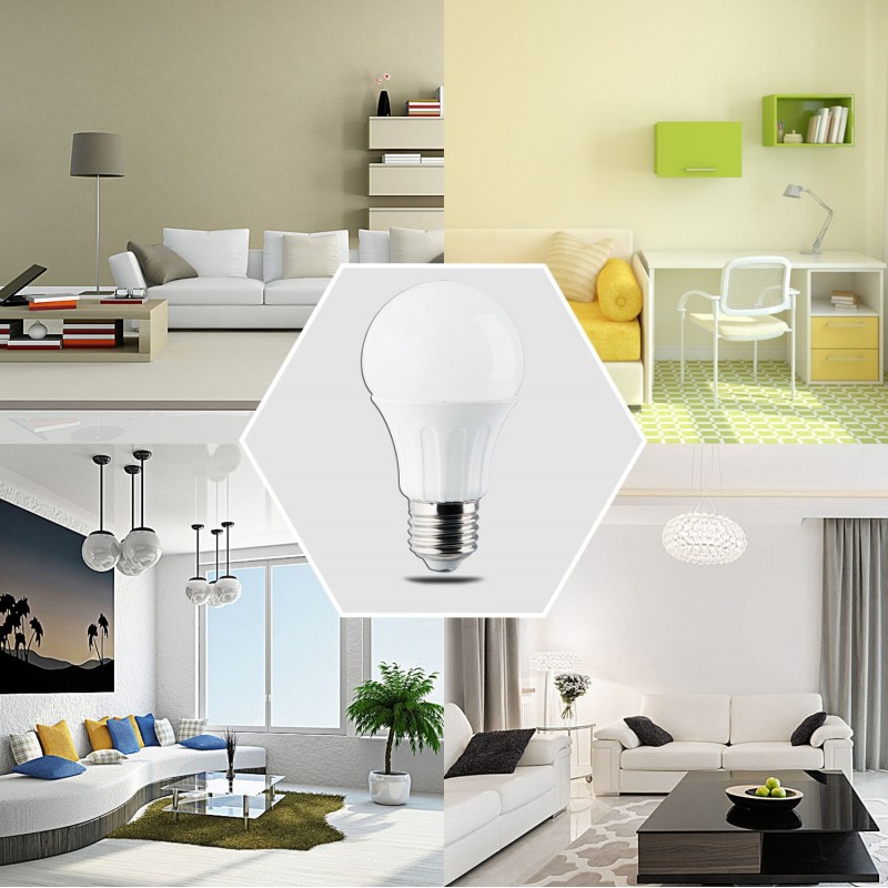10,95 € Free Shipping | 5 units box LED light bulb 12W E27 LED A60 Ø 6 cm. White Color