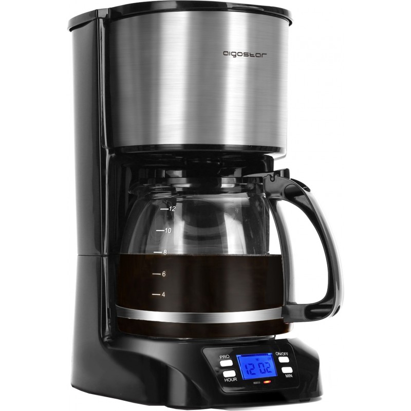 39,95 € Envio grátis | Eletrodoméstico de cozinha Aigostar 800W 33×23 cm. Máquina de café gotejamento Pmma. Cor preto