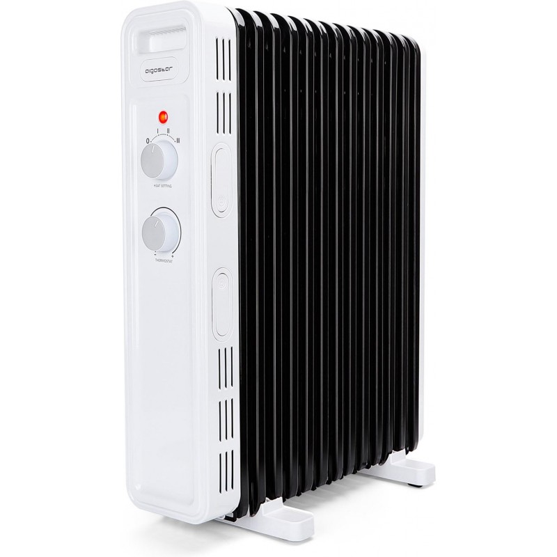 86,95 € Envío gratis | Calefactor Aigostar 2500W 57×45 cm. Radiador de aceite con 13 aletas en forma de U Acero. Color blanco y negro