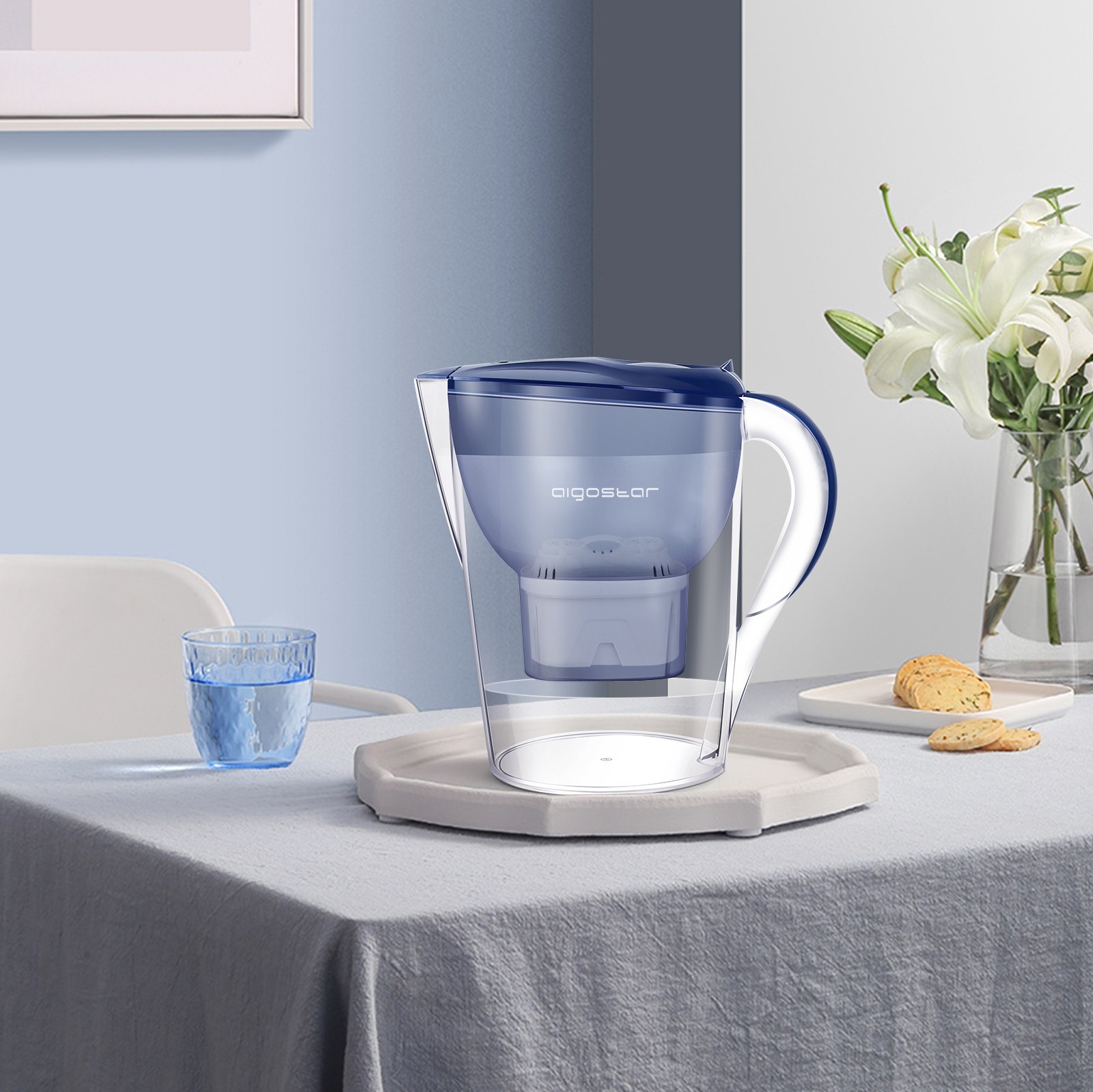 27,95 € Envoi gratuit | Appareil de cuisine Aigostar 26×25 cm. Tasse de purification d'eau Abs. Couleur bleu