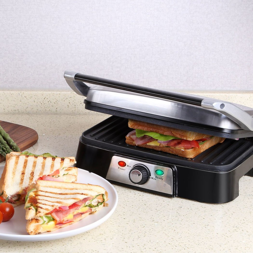 37,95 € Free Shipping | Kitchen appliance Aigostar 1500W 32×28 cm. Metal panini machine Black Color