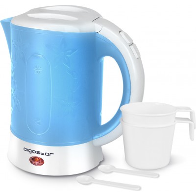 11,95 € Free Shipping | Kitchen appliance Aigostar 600W 17×16 cm. Low capacity kettle. perfect for travel PMMA and Polycarbonate. Blue Color