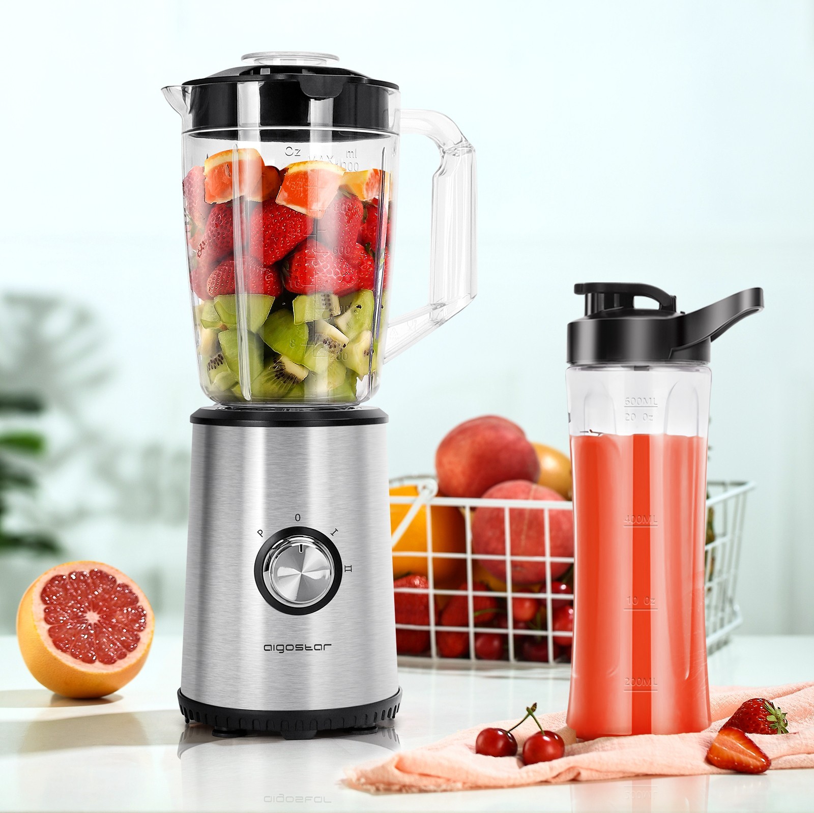 34,95 € Free Shipping | Kitchen appliance Aigostar 360W 40×13 cm. Blender Abs. Black Color