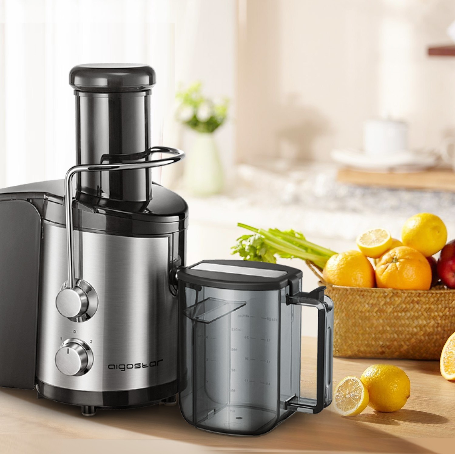 Kitchen appliance Aigostar 850W 43×39 cm. professional blender Abs and pmma. Black Color