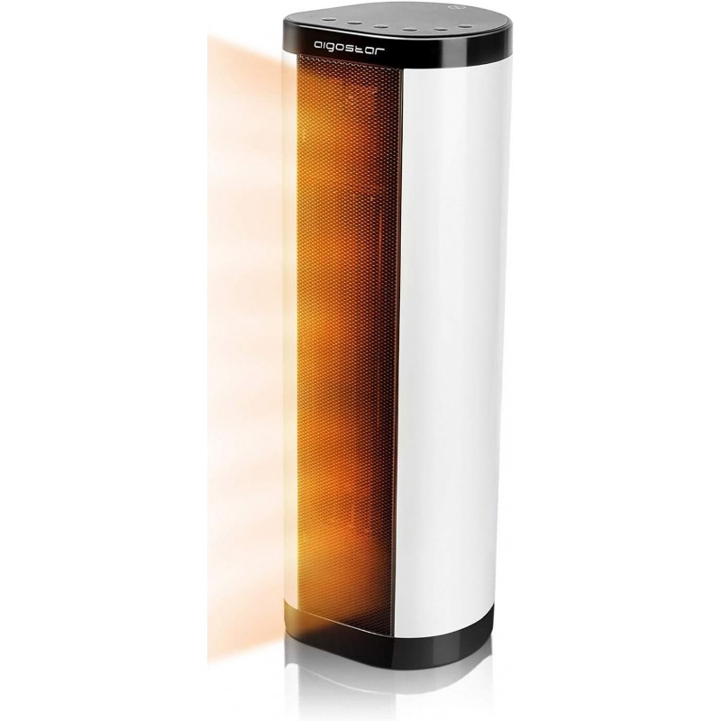 Heater Aigostar 2000W 55×17 cm. Torre oscillating ceramic air radiator. Remote control. Use in horizontal and vertical position. Led screen Abs. White Color