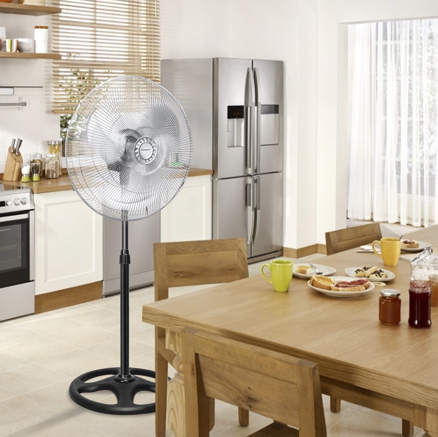 29,95 € Free Shipping | Pedestal fan Aigostar 56W 135×50 cm. Standing fan Pmma and metal casting. Black and silver Color