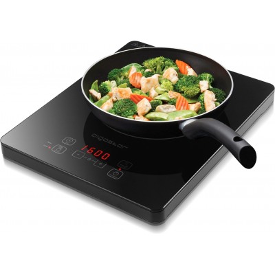 Küchengerät Aigostar 2000W 35×28 cm. Multifunktionales tragbares Induktionskochfeld ABS, Glas und Polycarbonat. Schwarz Farbe