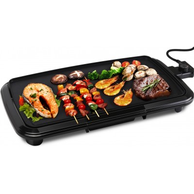 47,95 € Free Shipping | Kitchen appliance Aigostar 2000W 58×30 cm. Electric tabletop grill Aluminum and Plastic. Black Color