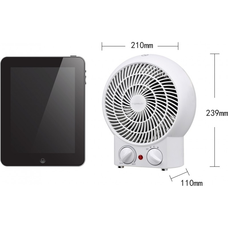 Heater Aigostar 2000W 24×21 cm. Air radiator with adjustable thermostat. Fan function with room temperature White Color