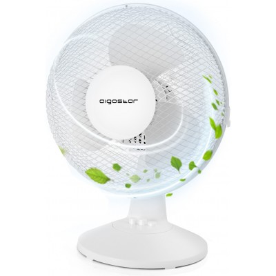 Ventilador de pie Aigostar 30W 39×28 cm. Ventilador de mesa PMMA. Color blanco