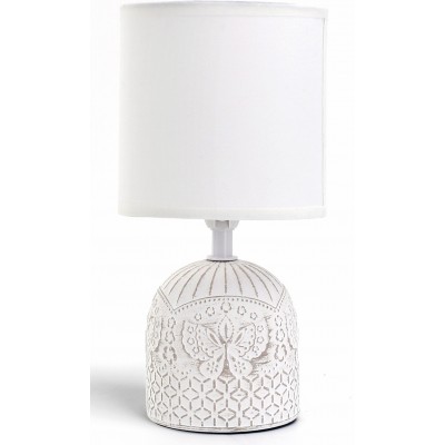 10,95 € Free Shipping | Table lamp Aigostar 40W 26×13 cm. Butterflies design. fabric shade Ceramic. White Color