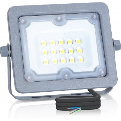 Proiettore da esterno Aigostar 10W 6500K Luce fredda. 12×9 cm. Faretto a led impermeabile Alluminio. Colore grigio