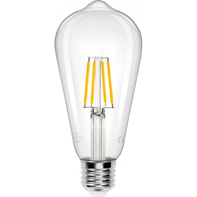 8,95 € Free Shipping | 5 units box LED light bulb Aigostar 4W E27 LED ST64 2700K Very warm light. Ø 6 cm. LED filament bulb Crystal