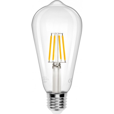 8,95 € Free Shipping | 5 units box LED light bulb Aigostar 6W E27 LED ST64 2700K Very warm light. Ø 6 cm. LED filament bulb Crystal
