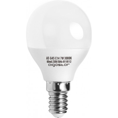 5,95 € Free Shipping | 5 units box LED light bulb Aigostar 7W E14 LED 3000K Warm light. Ø 4 cm. wide angle LED Pmma and polycarbonate. White Color