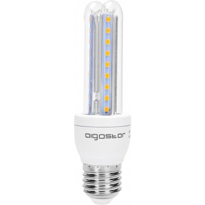 13,95 € Free Shipping | 5 units box LED light bulb Aigostar 8W E27 3000K Warm light. Ø 3 cm. PMMA and Glass