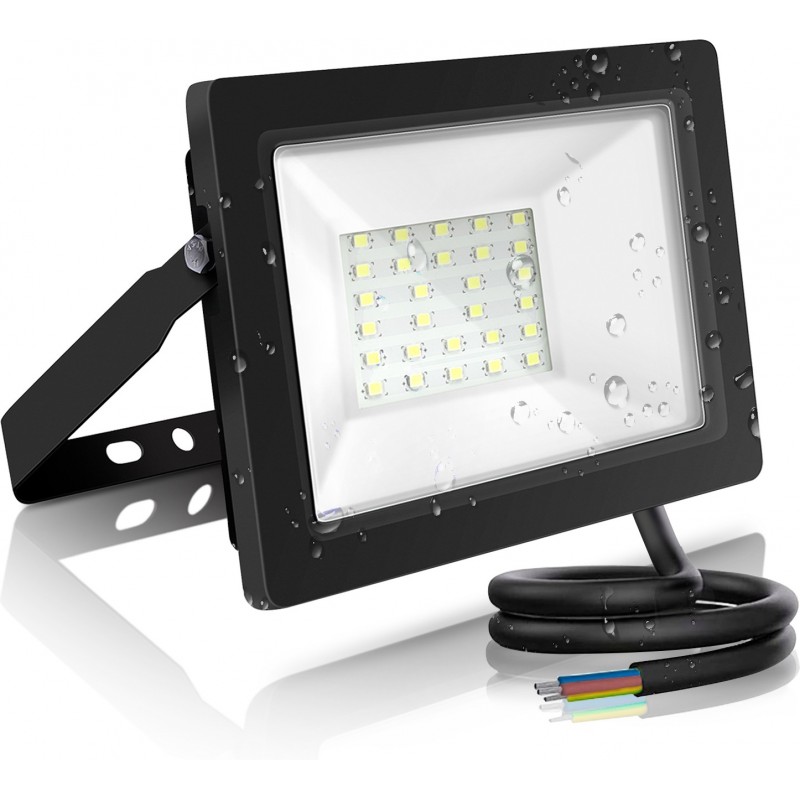 4,95 € Envoi gratuit | Projecteur d'extérieur Aigostar 20W 16×13 cm. Spot LED extra plat Aluminium et verre. Couleur noir